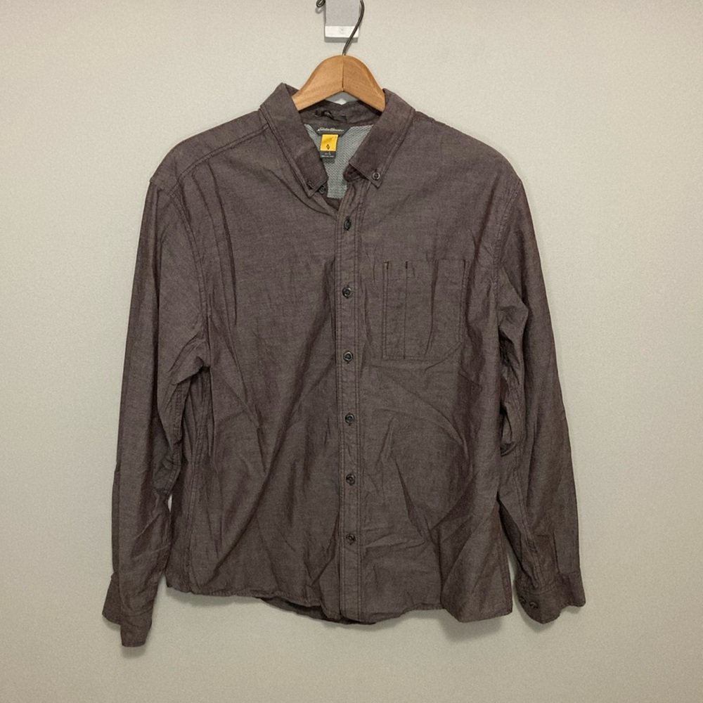Eddie Bauer Classic Fit Button Down Shirt, Size Large, Purple Brown, Men’s